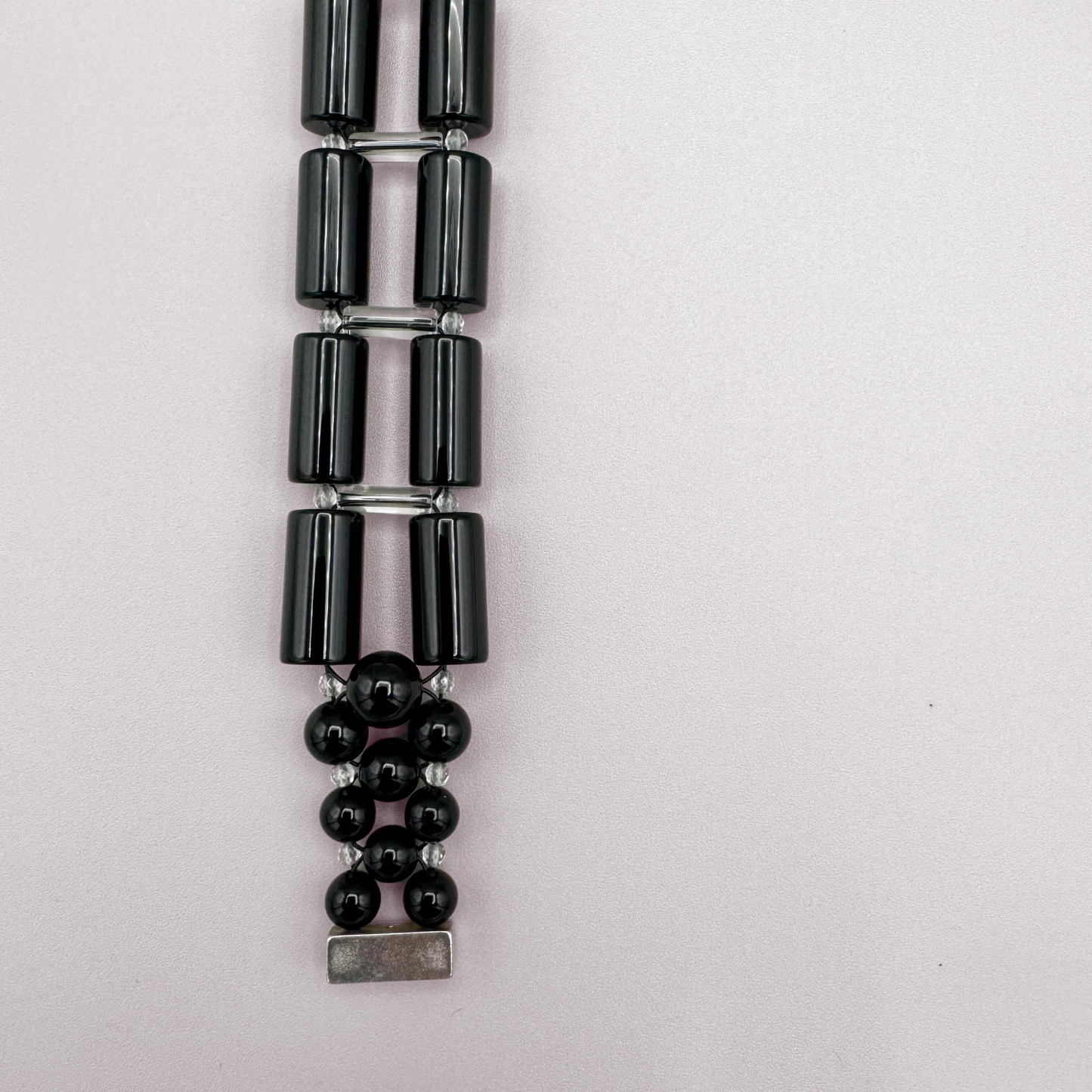 Black Onyx + Clear Quartz Necklace