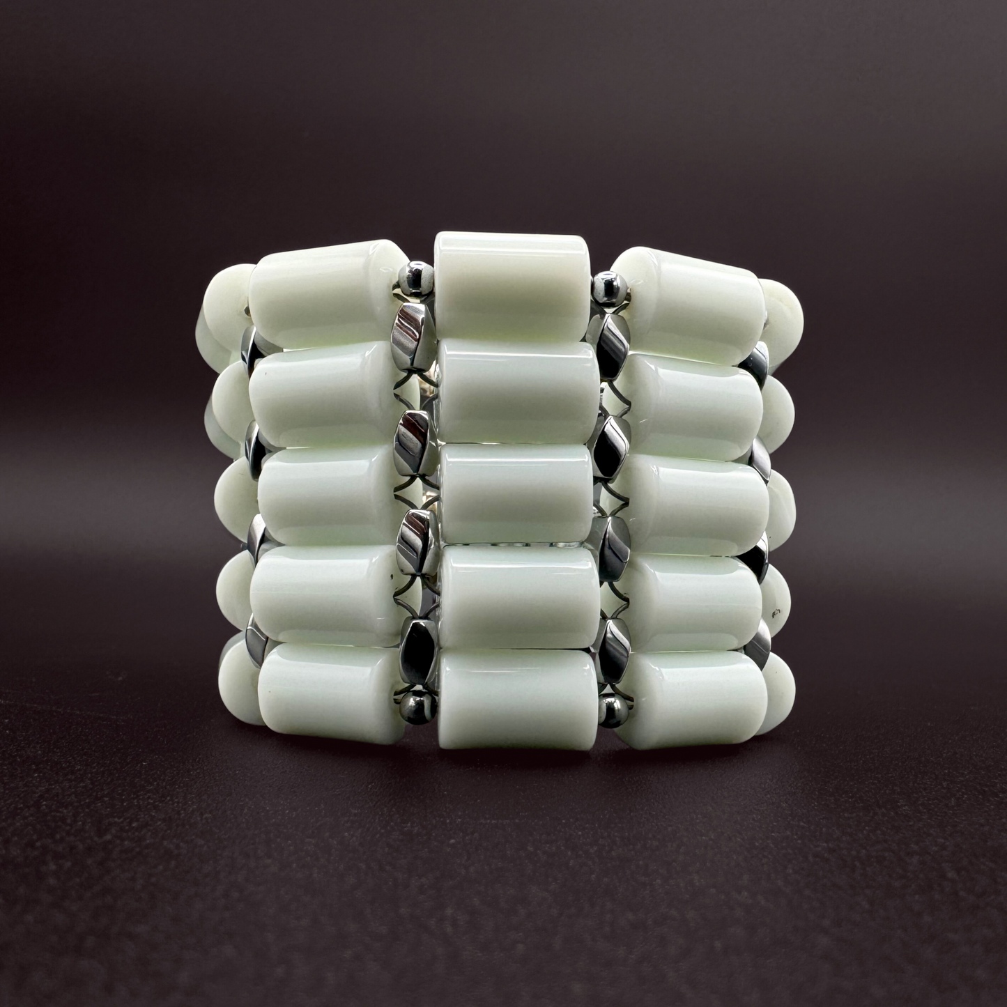 White Jade + Silver Bracelet