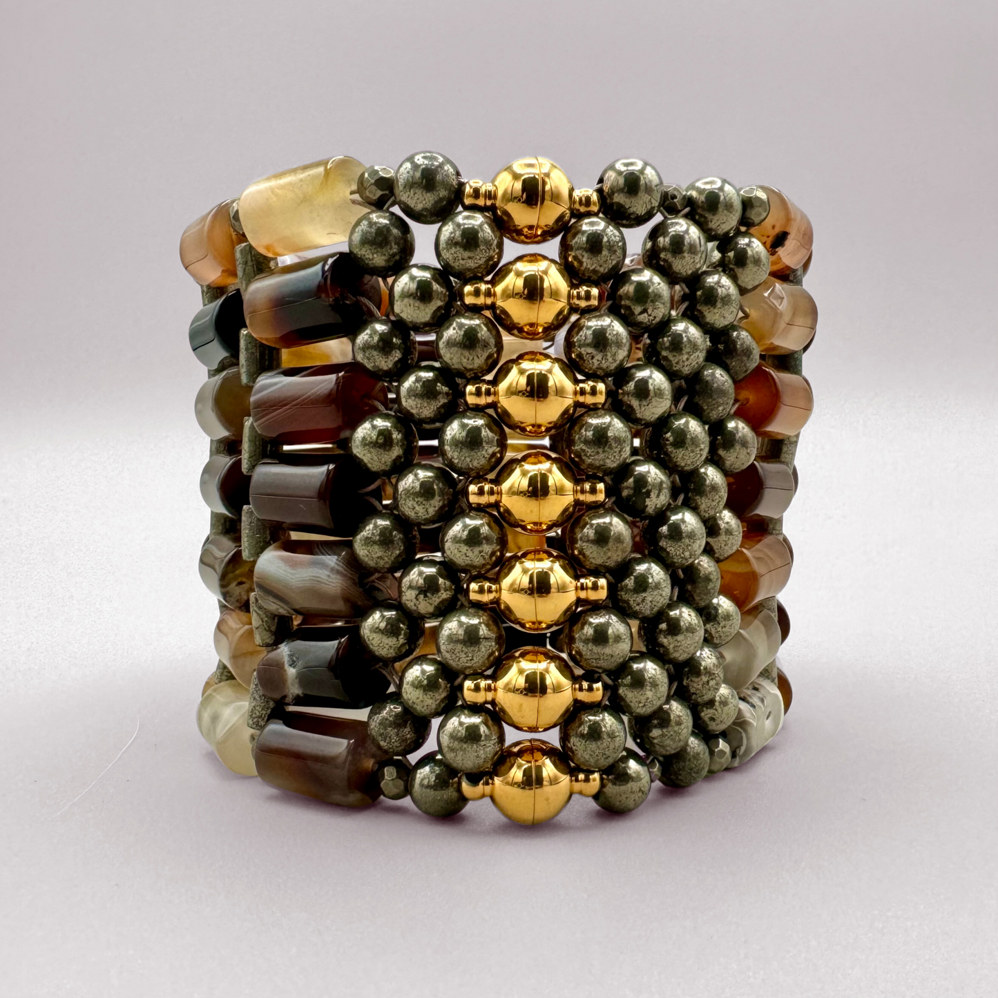 Brown Agate + Pyrite Bracelet