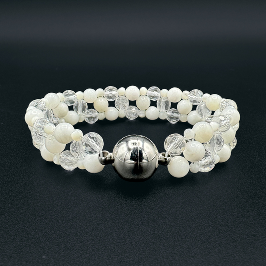 SAHARA S2 Bracelet in White Shell + Clear Quartz
