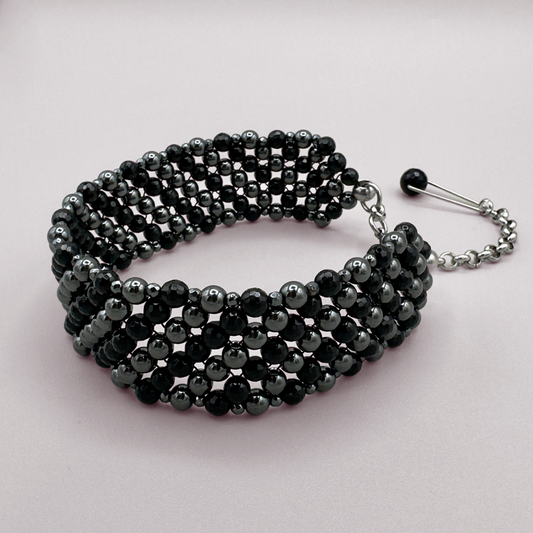 SAHARA S4 Choker in Black Onyx + Hematite