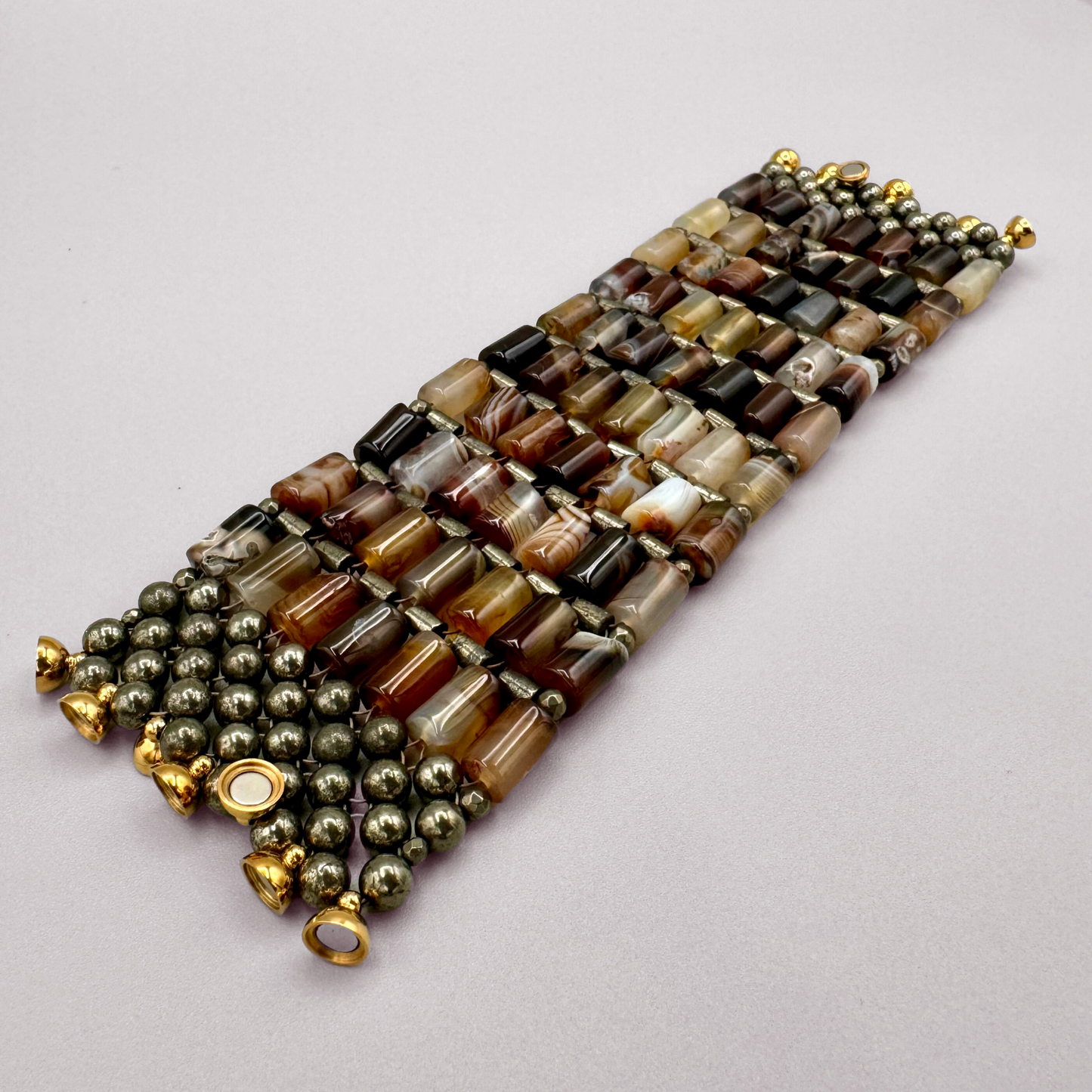 Brown Agate + Pyrite Bracelet