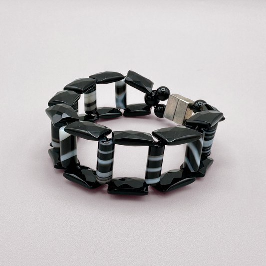 Black Onyx + Black Sardonyx Bracelet