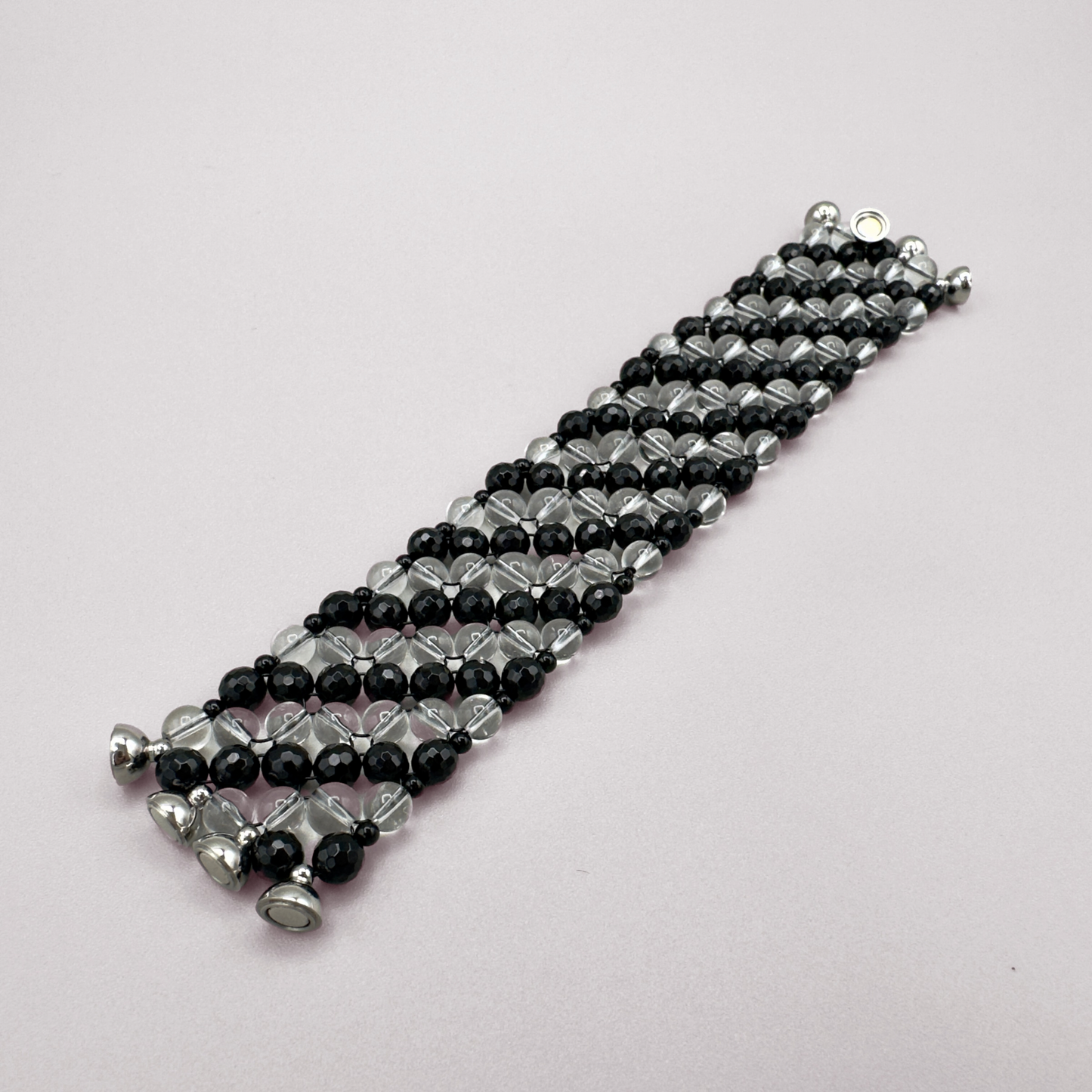 SAHARA S4 Bracelet in Black Onyx + Clear Quartz