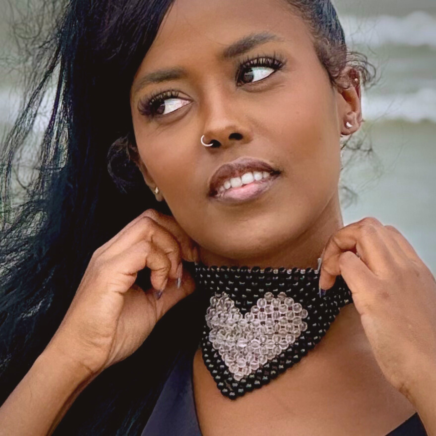 SAHARA S12 Choker in Black Onyx + Clear Quartz