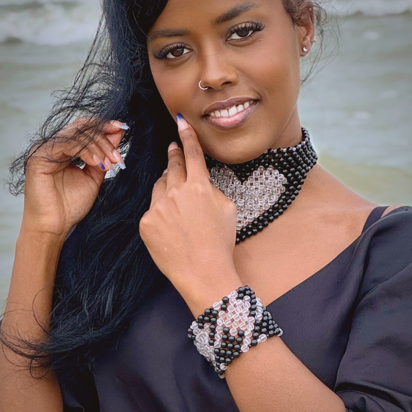 SAHARA S6 Bracelet in Black Onyx + Clear Quartz