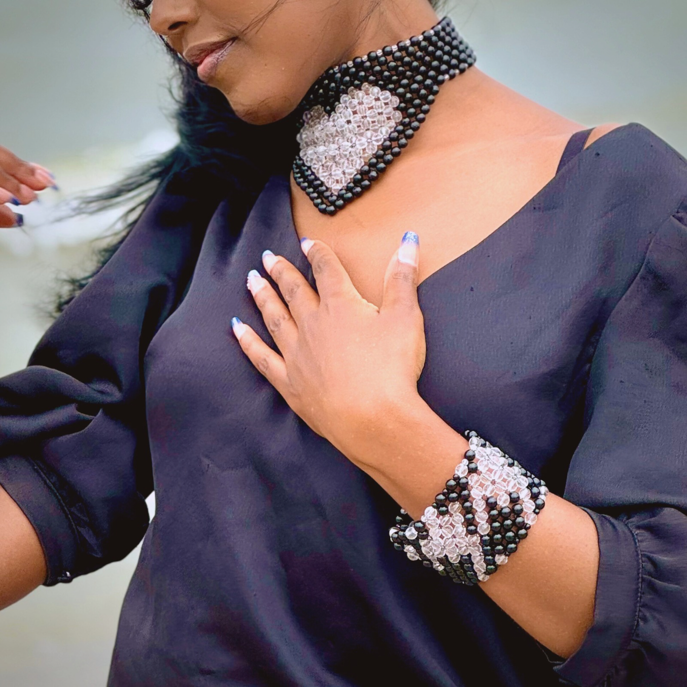 SAHARA S6 Bracelet in Black Onyx + Clear Quartz