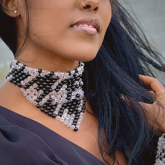 SAHARA S12 Choker in Black Onyx + Clear Quartz