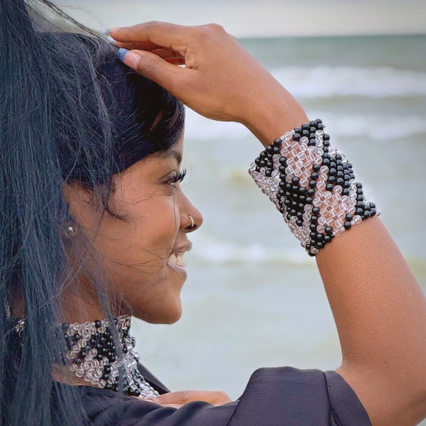 SAHARA S10 Bracelet in Black Onyx + Clear Quartz