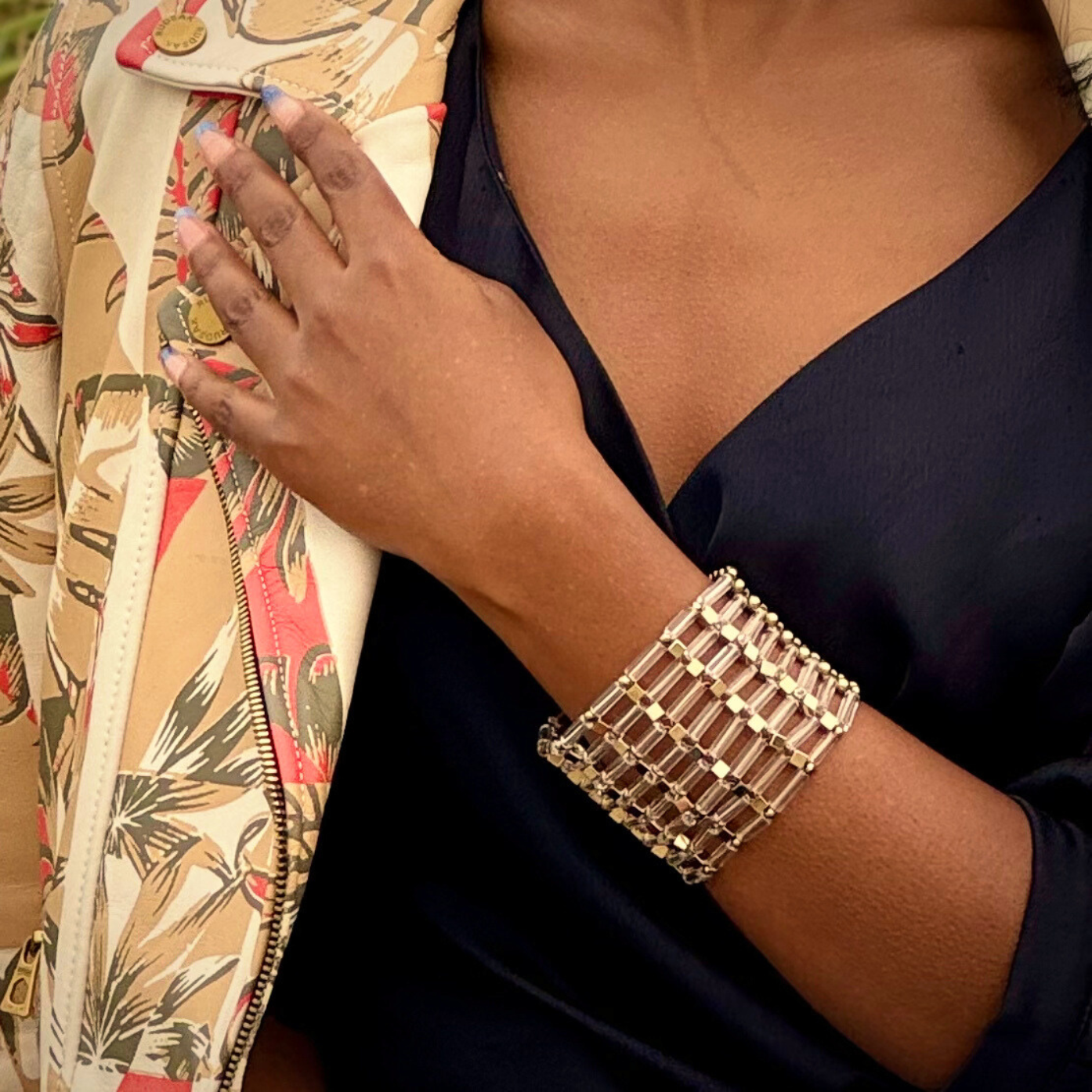 Bracelet in Clear Quartz + Gold