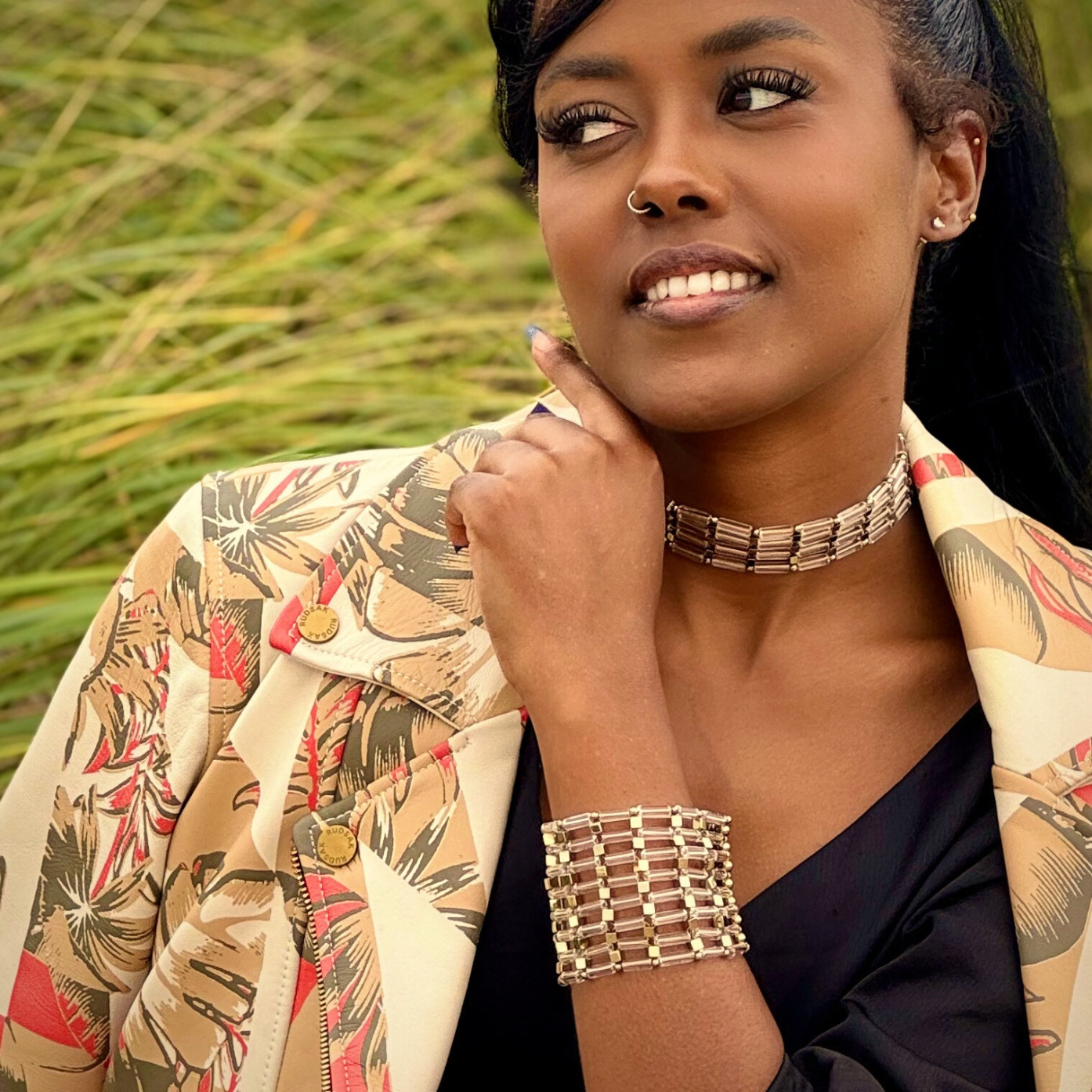 Bracelet in Clear Quartz + Gold