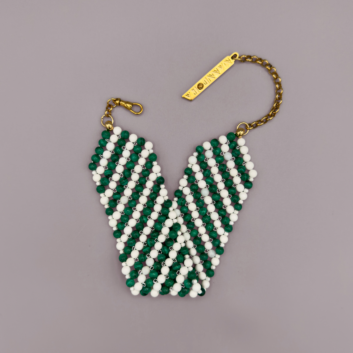 SAHARA S3 Choker in Malachite + White Shell