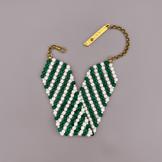 SAHARA S6 Choker in Malachite + White Shell