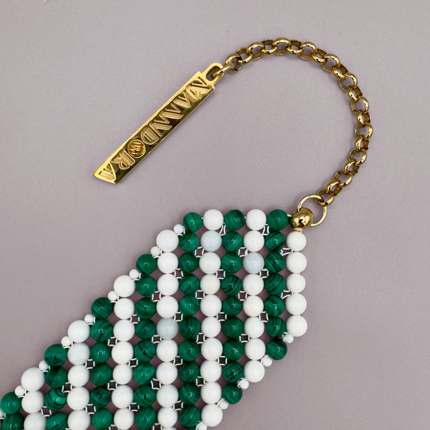 SAHARA S3 Choker in Malachite + White Shell