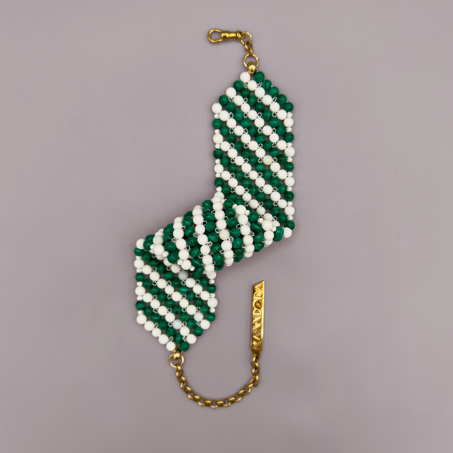 SAHARA S3 Choker in Malachite + White Shell