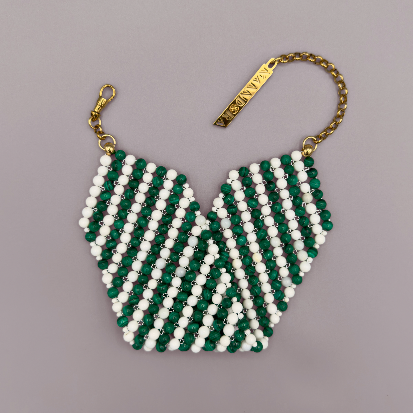 SAHARA S5 Choker in Malachite + White Shell