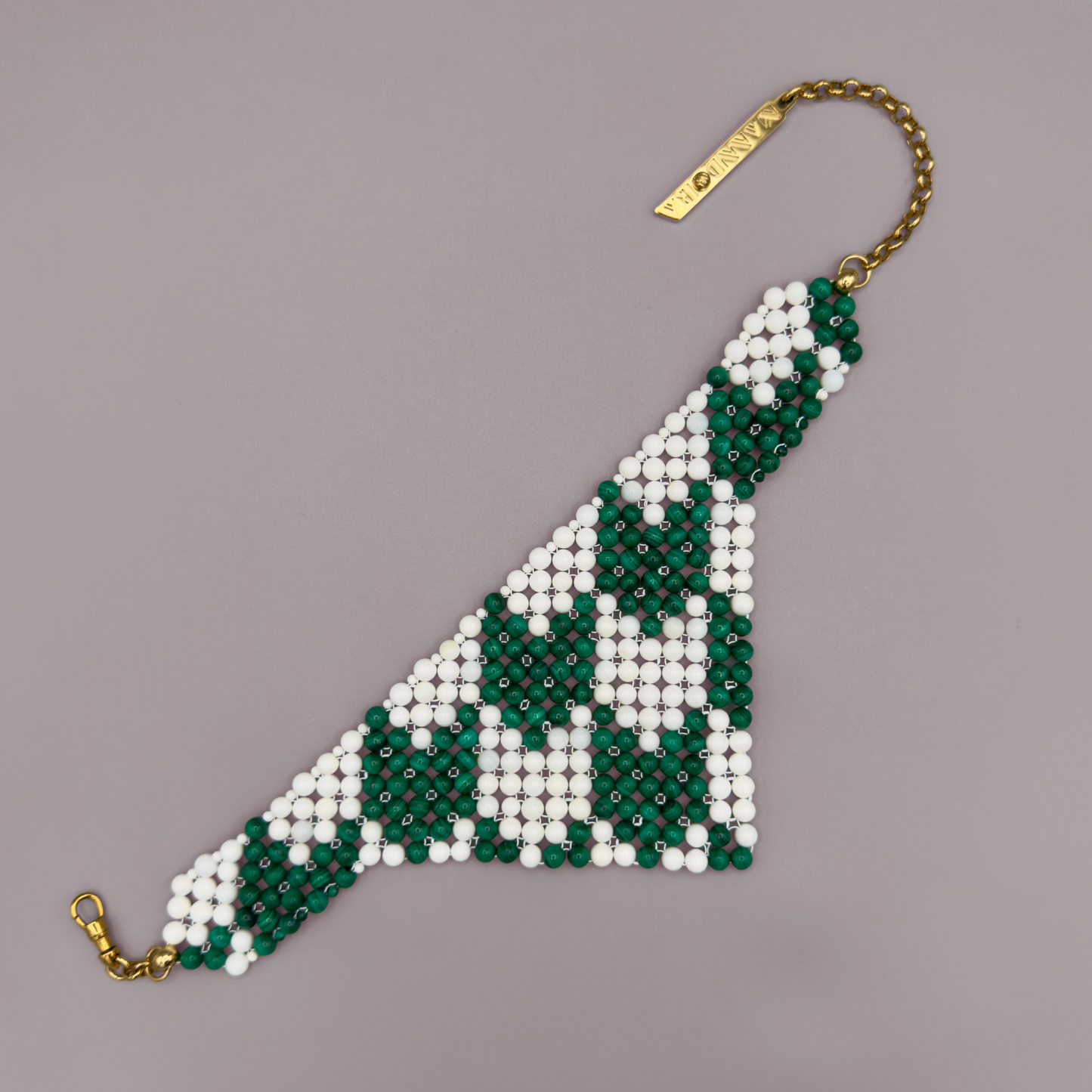 SAHARA S13 Choker in Malachite + White Shell
