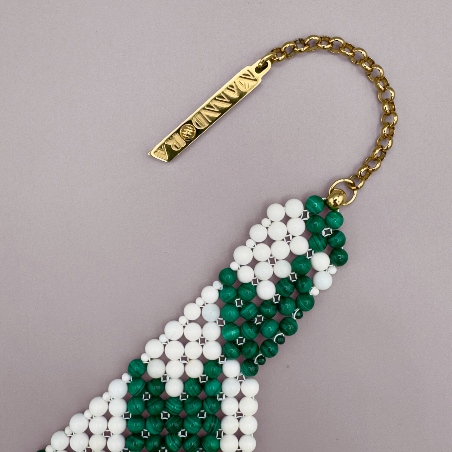 SAHARA S13 Choker in Malachite + White Shell