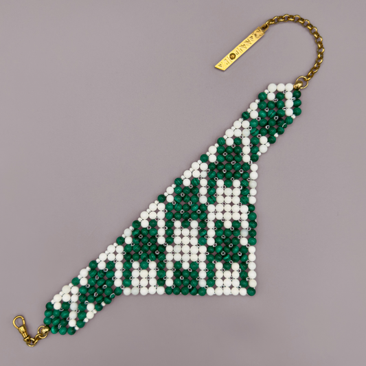 SAHARA S12 Choker in Malachite + White Shell