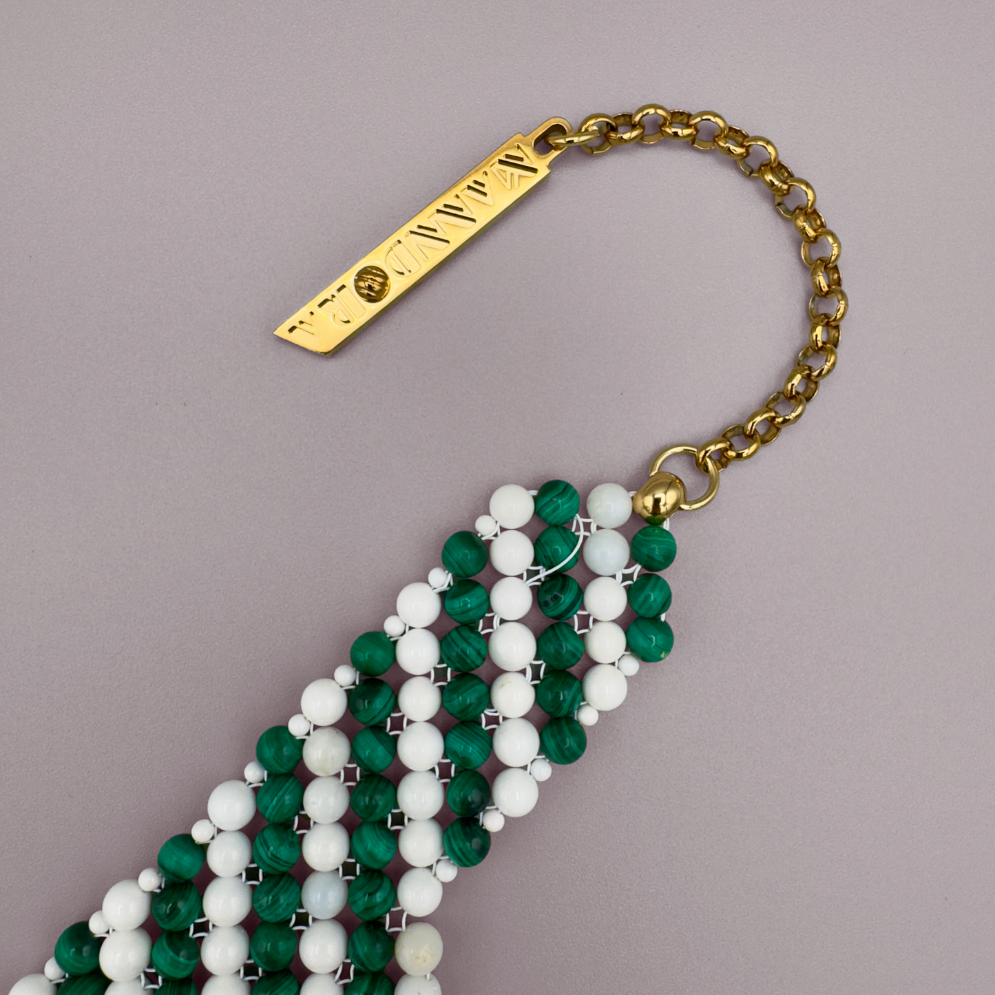 SAHARA S12 Choker in Malachite + White Shell
