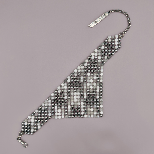 SAHARA S12 Choker in White Moonstone + Silver