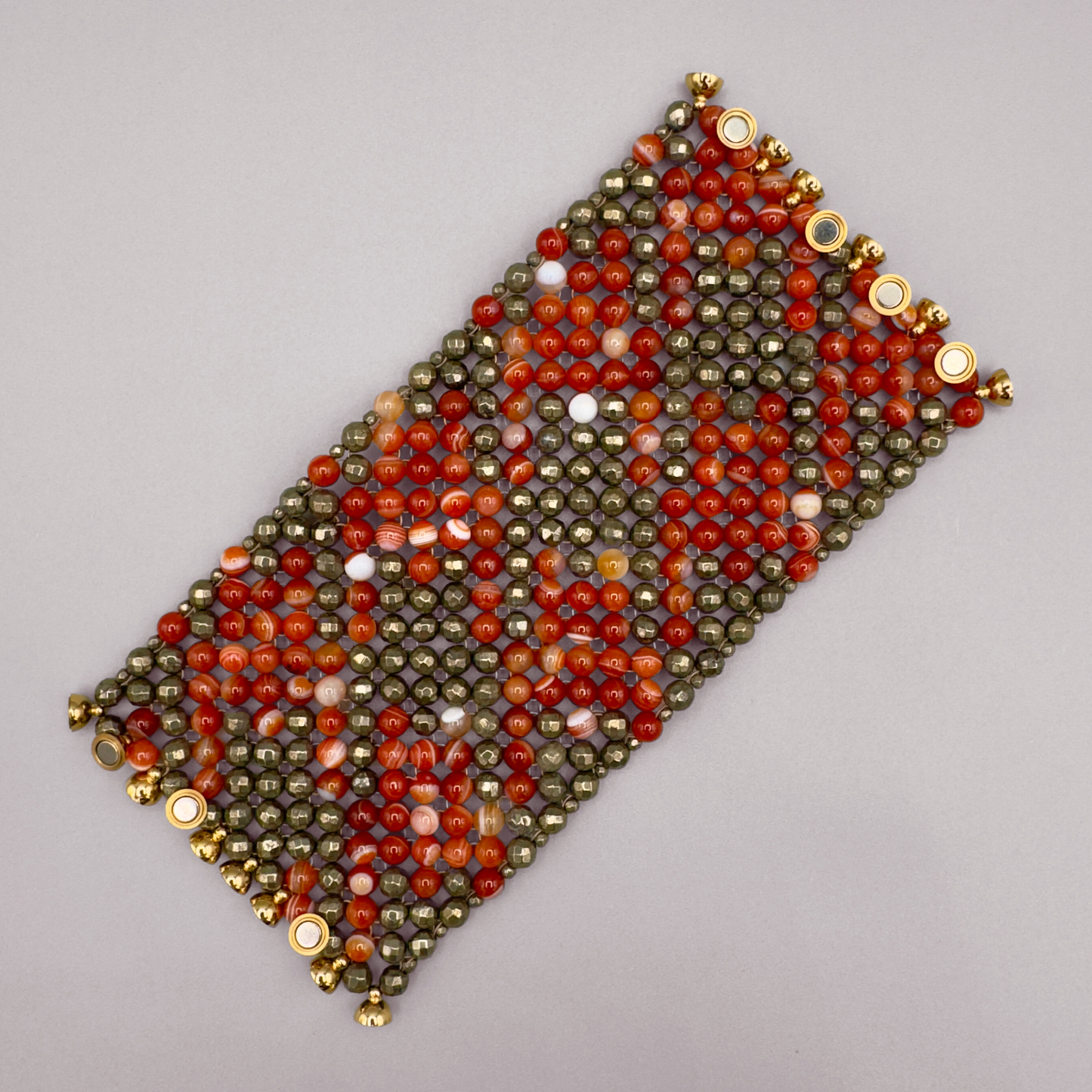 SAHARA S8 Bracelet in Red Sardonyx + Pyrite