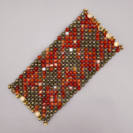 SAHARA S10 Bracelet in Red Sardonyx + Pyrite