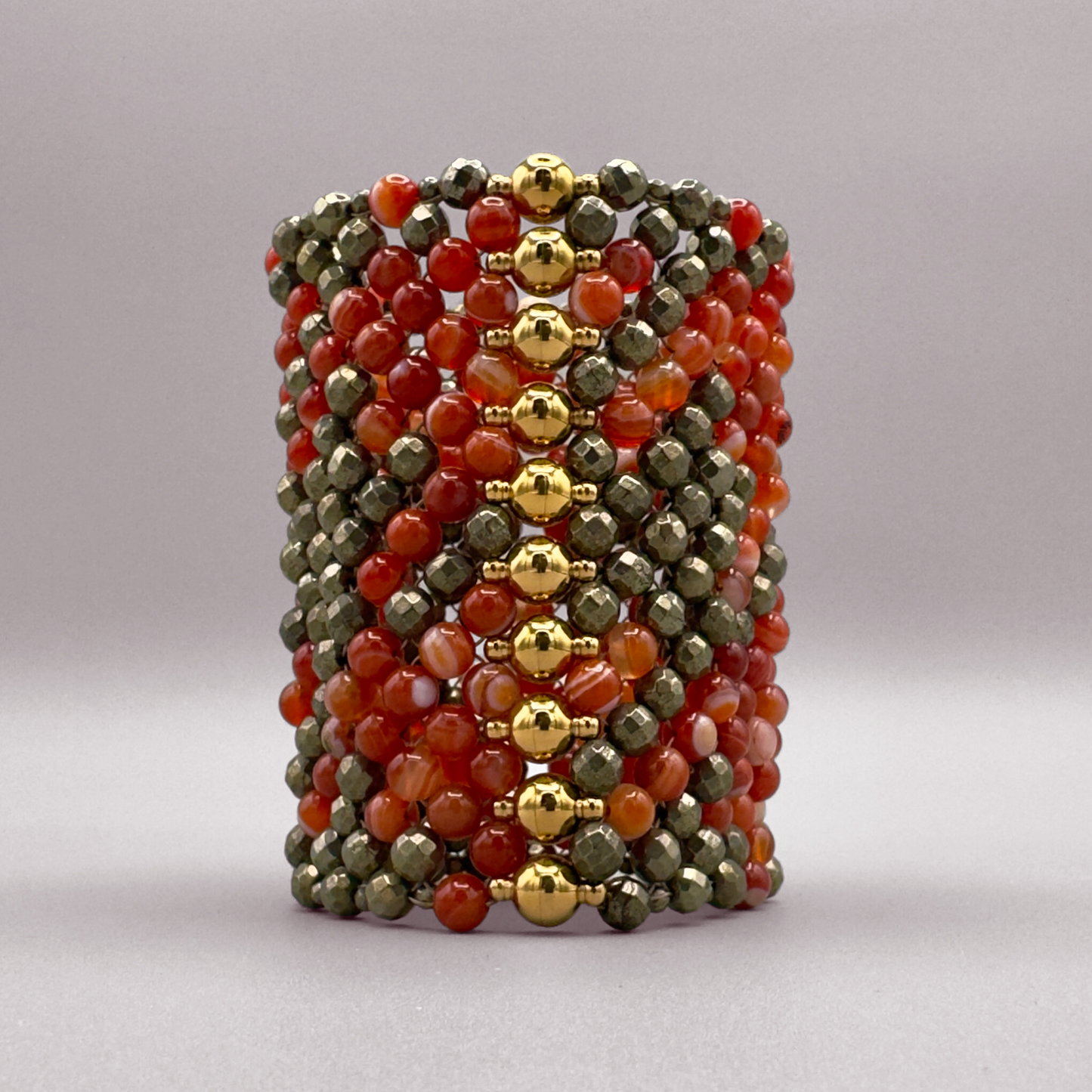 SAHARA S8 Bracelet in Red Sardonyx + Pyrite
