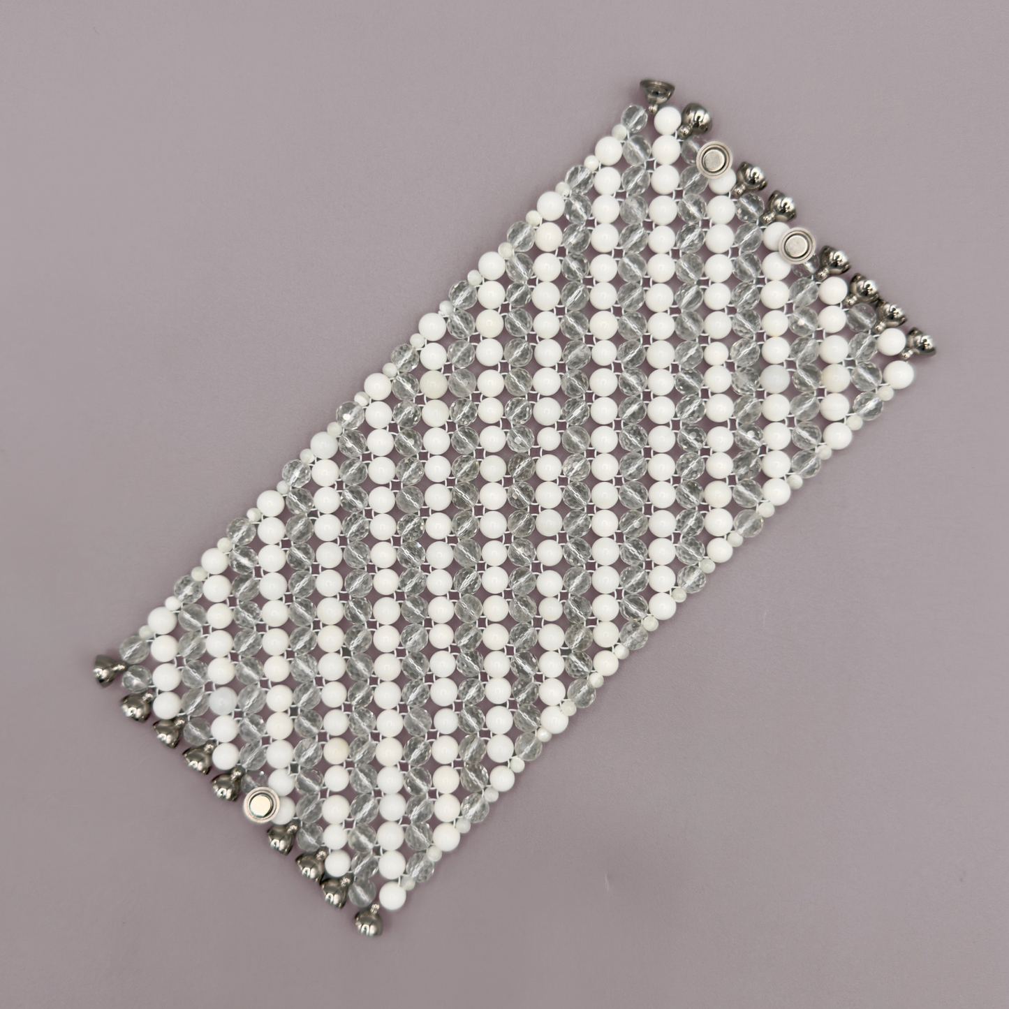 SAHARA S8 Bracelet in White Shell + Clear Quartz