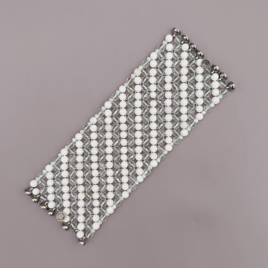 SAHARA S5 Bracelet in White Shell + Clear Quartz