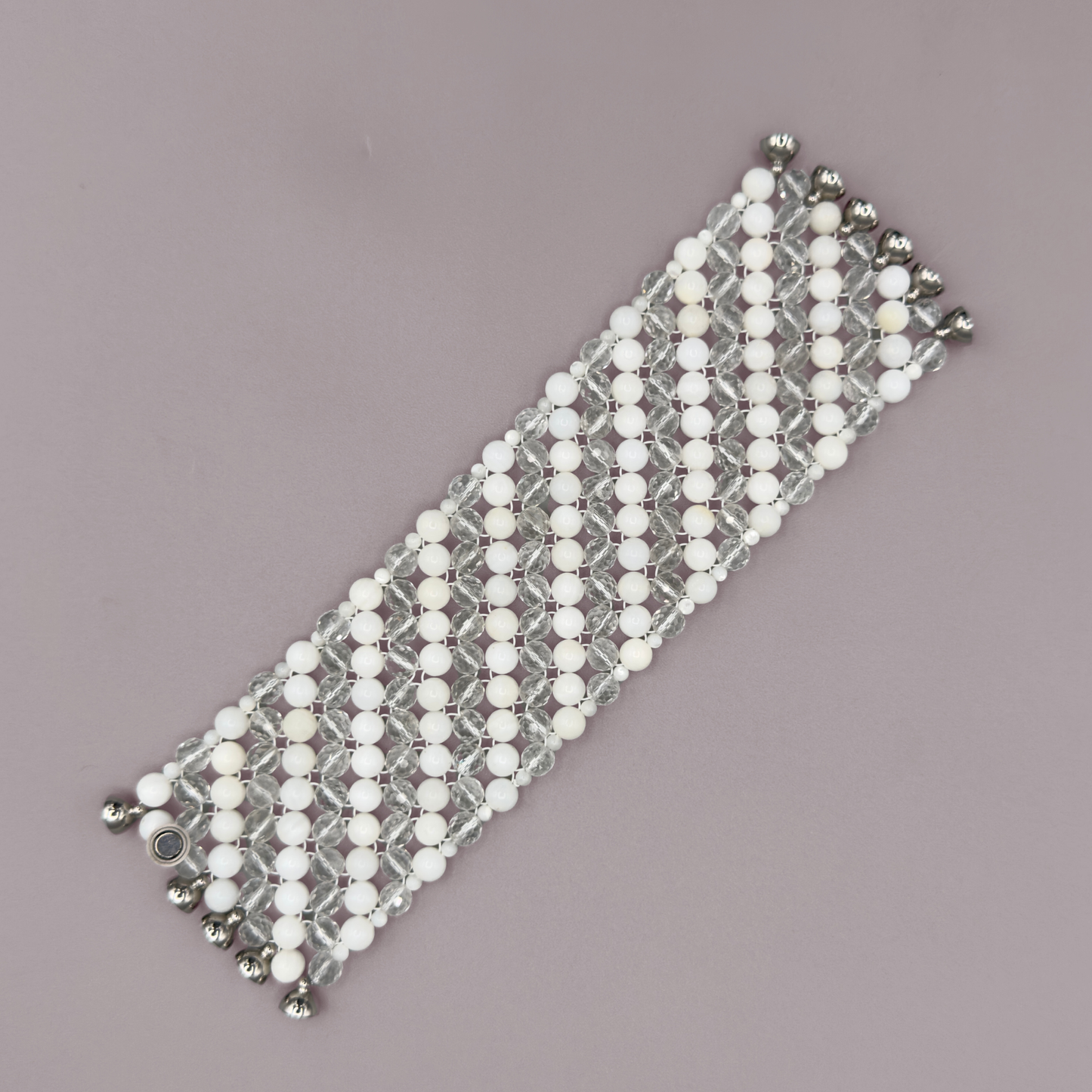 SAHARA S3 Bracelet in White Shell + Clear Quartz