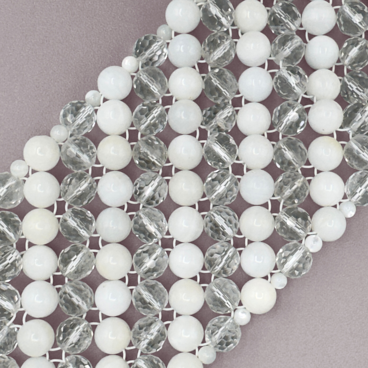 SAHARA S3 Bracelet in White Shell + Clear Quartz