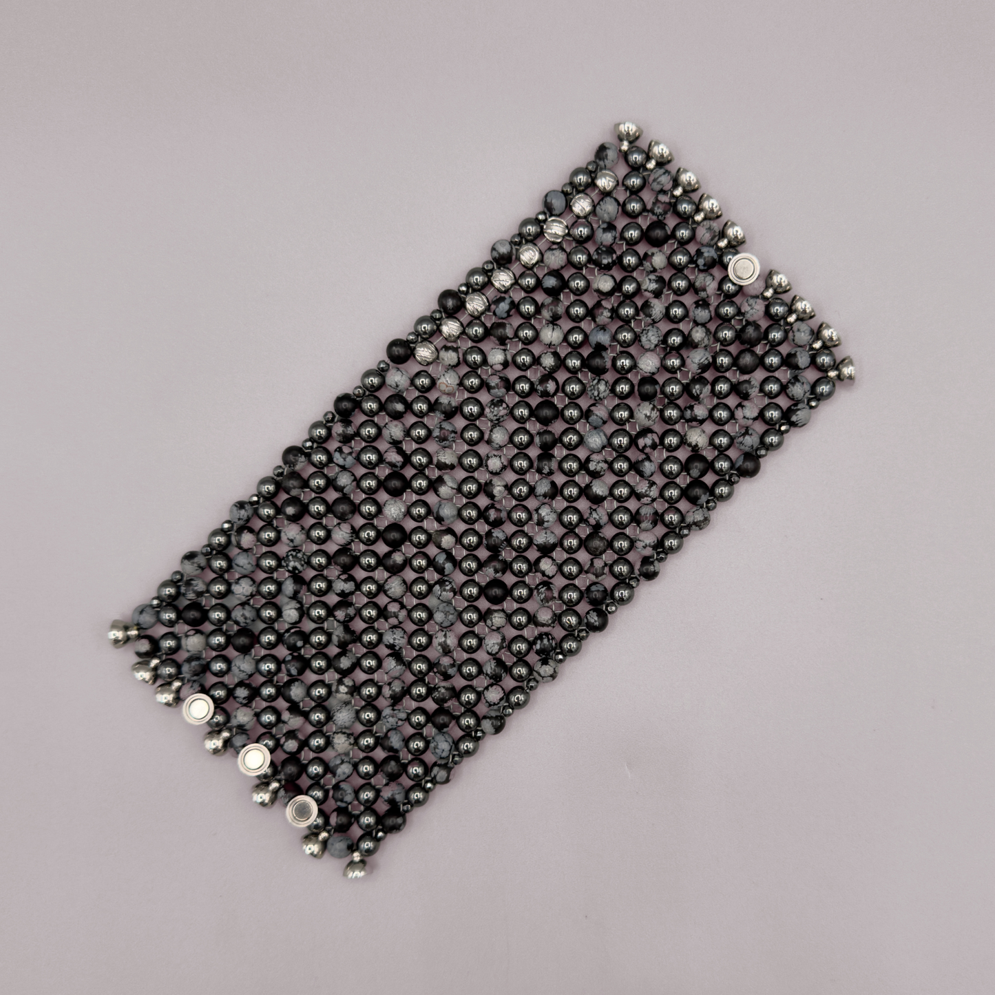 SAHARA S8 Bracelet in Snowflake Obsidian + Hematite