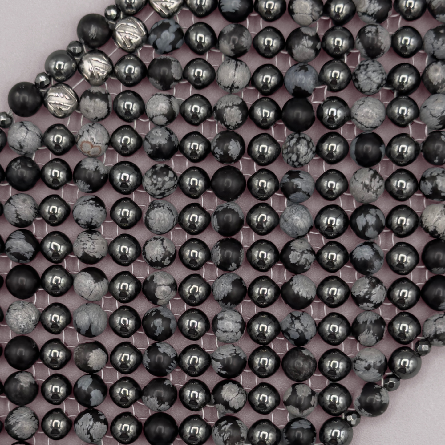 SAHARA S8 Bracelet in Snowflake Obsidian + Hematite