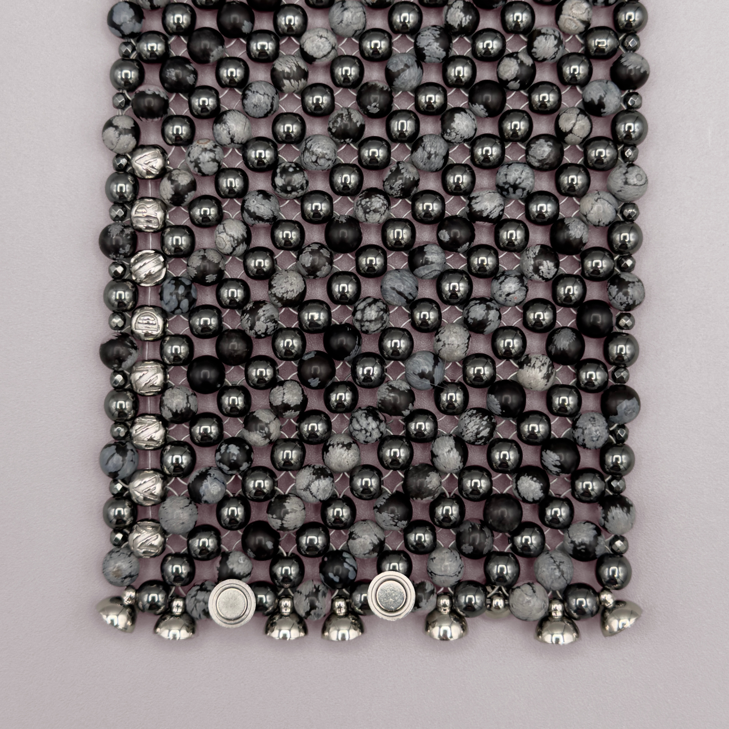 SAHARA S8 Bracelet in Snowflake Obsidian + Hematite