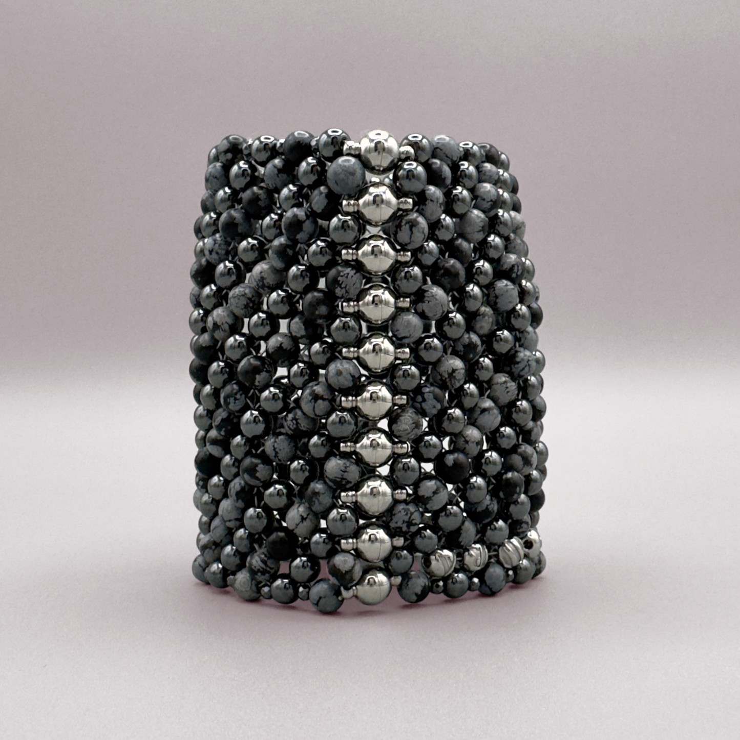 SAHARA S8 Bracelet in Snowflake Obsidian + Hematite