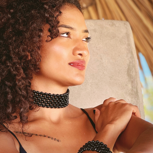 SAHARA S4 Choker in Pure Black Onyx