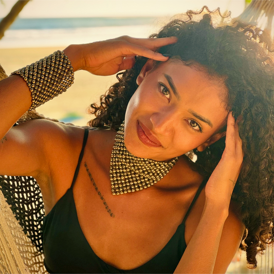 SAHARA S12 Choker in Pyrite + Gold