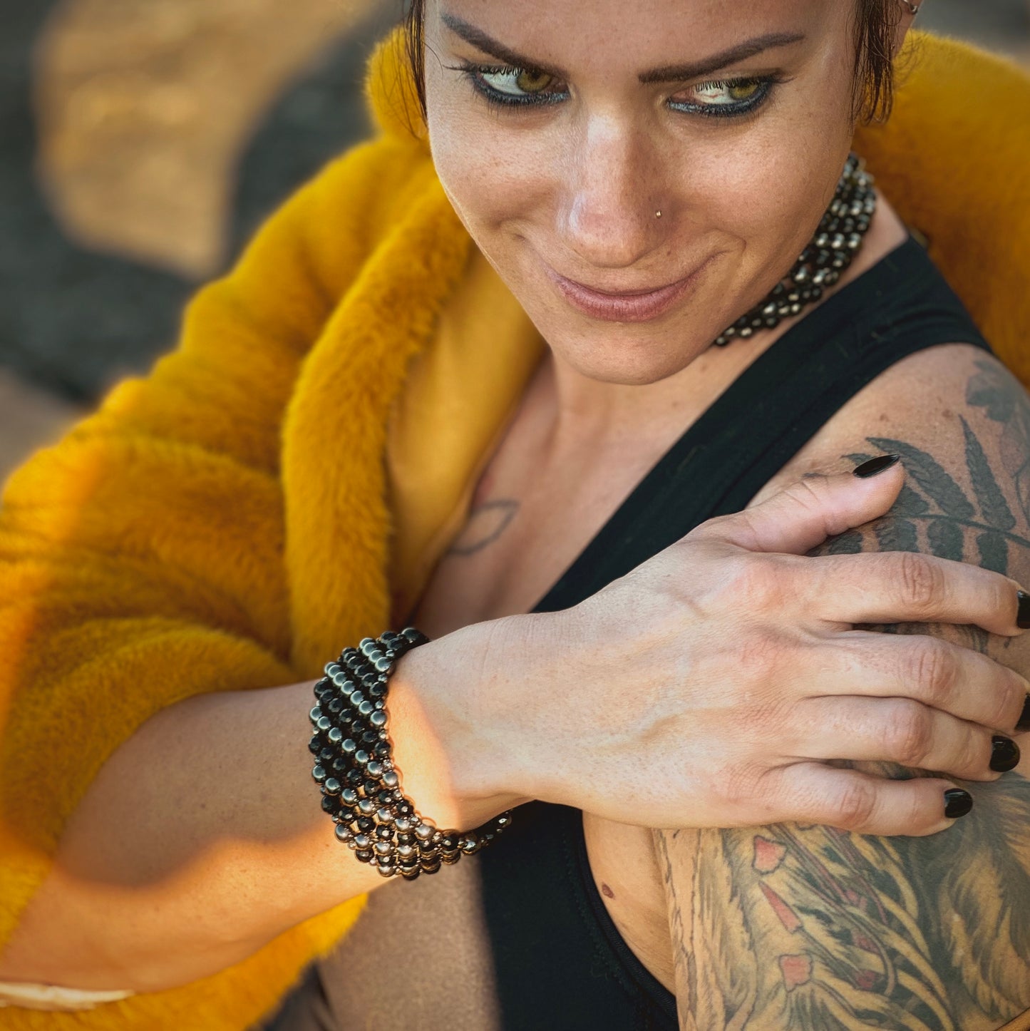SAHARA S4 Bracelet in Black Onyx + Hematite