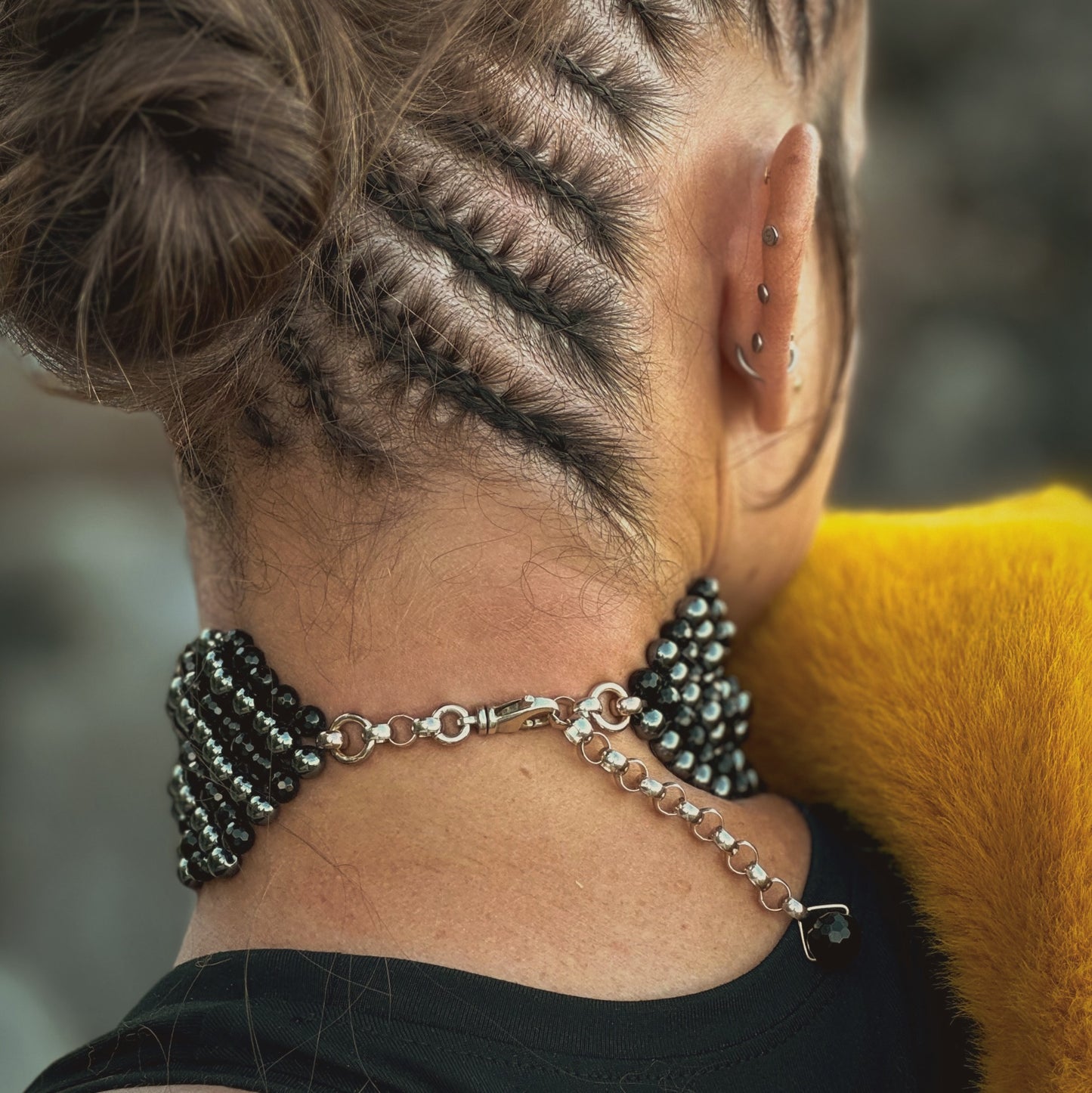 SAHARA S6 Choker in Black Onyx + Hematite