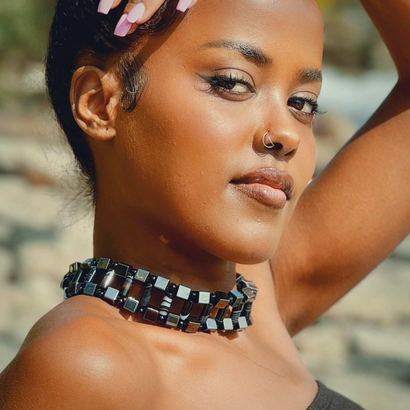 Hematite + Black Sardonyx Necklace