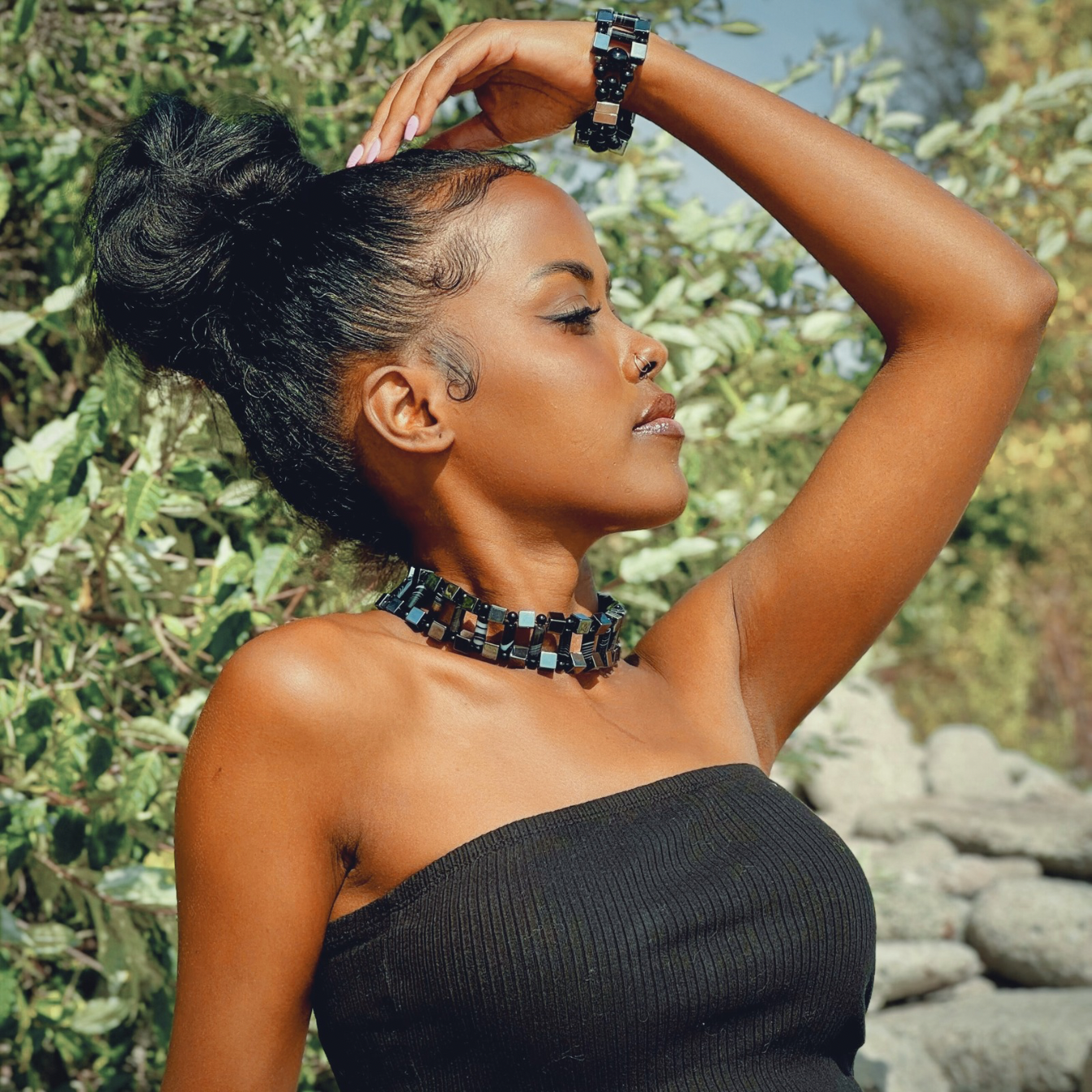 Hematite + Black Sardonyx Necklace