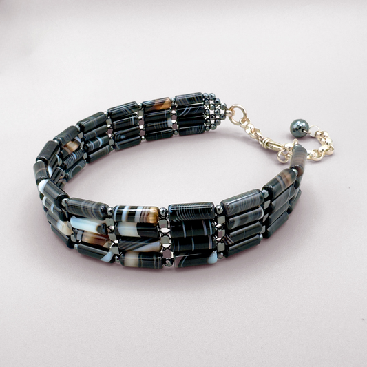 Black Sardonyx + Hematite Choker