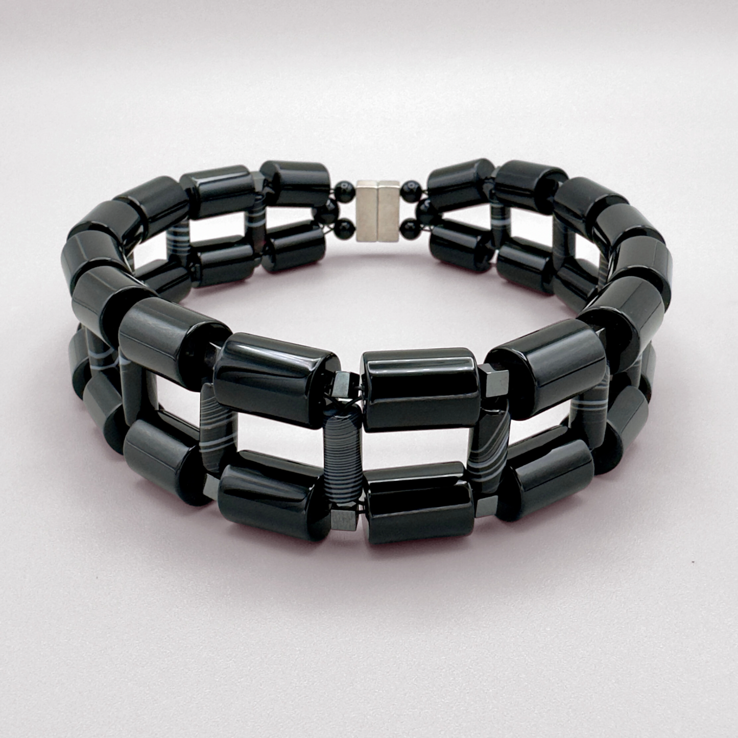 Black Onyx + Black Sardonyx Necklace