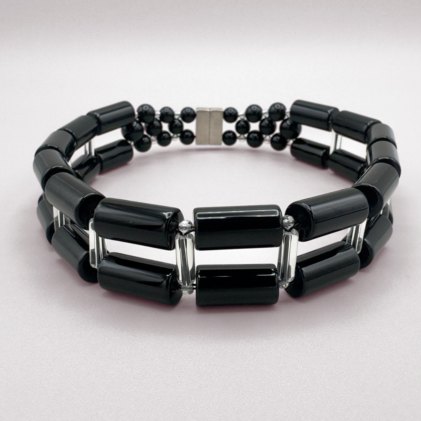 Black Onyx + Clear Quartz Necklace