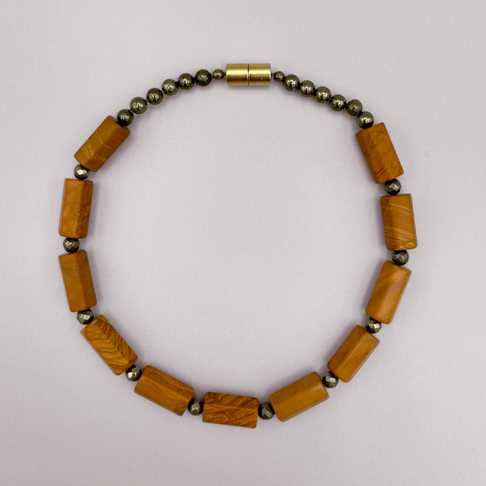 Wood Jasper + Pyrite Necklace