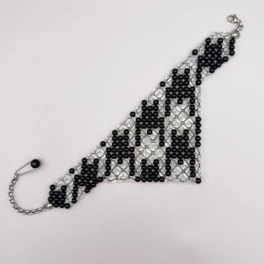 SAHARA S12 Houndstooth Choker in Black Onyx + Clear Quartz
