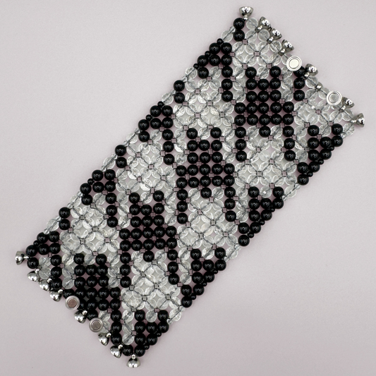 SAHARA S10 Houndstooth Bracelet in Black Onyx + Clear Quartz