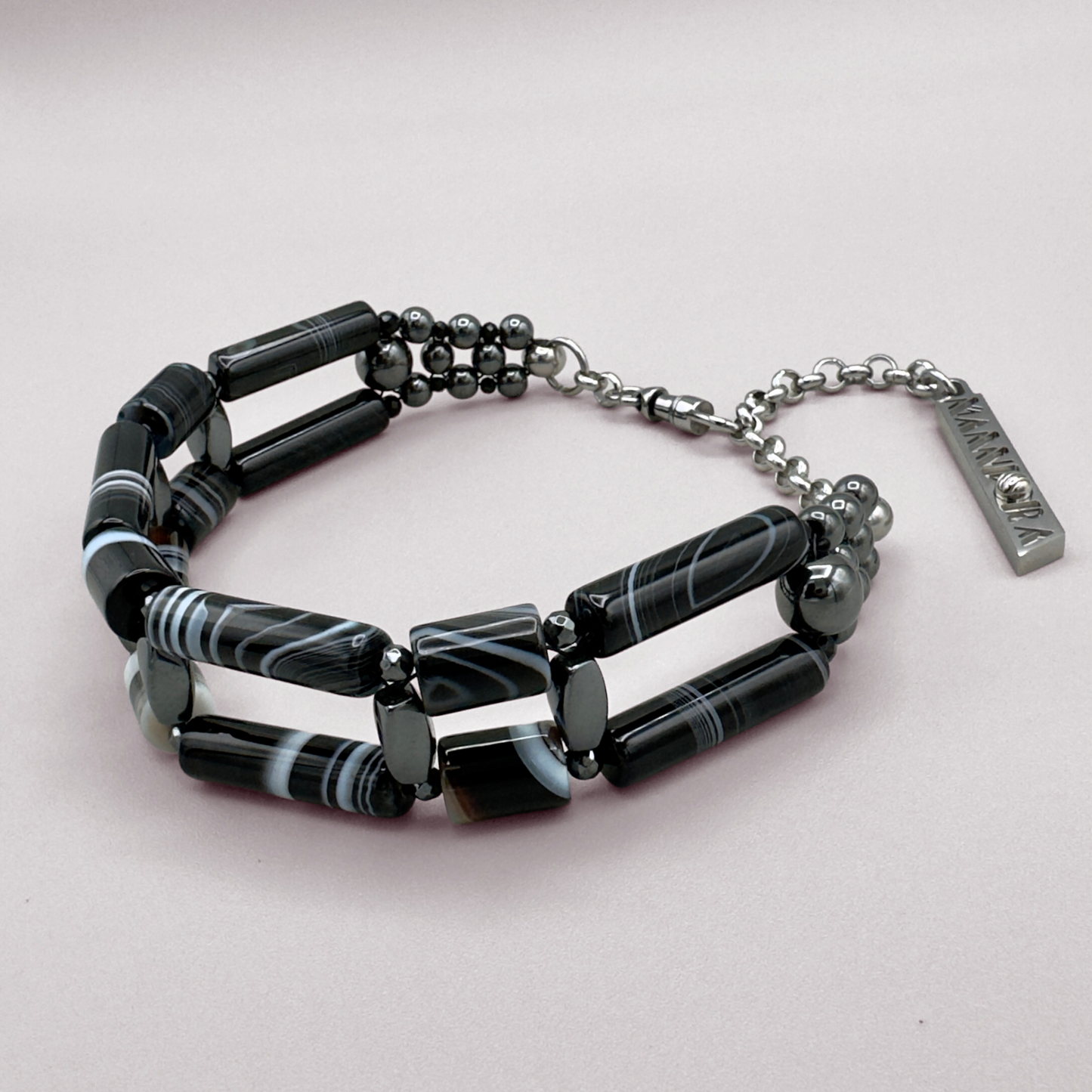 Choker in Black Sardonyx + Hematite