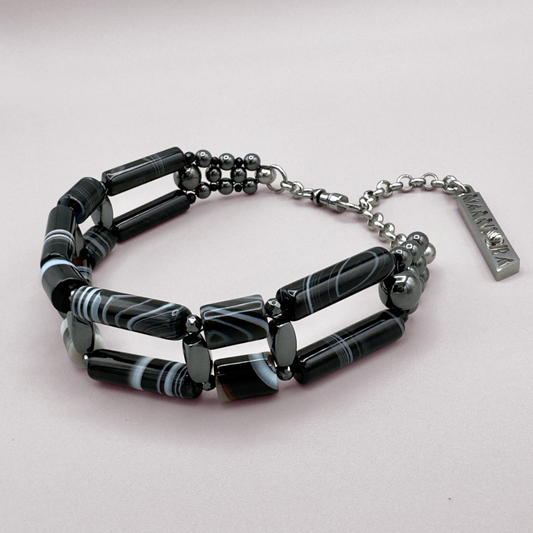 Choker in Black Sardonyx + Hematite